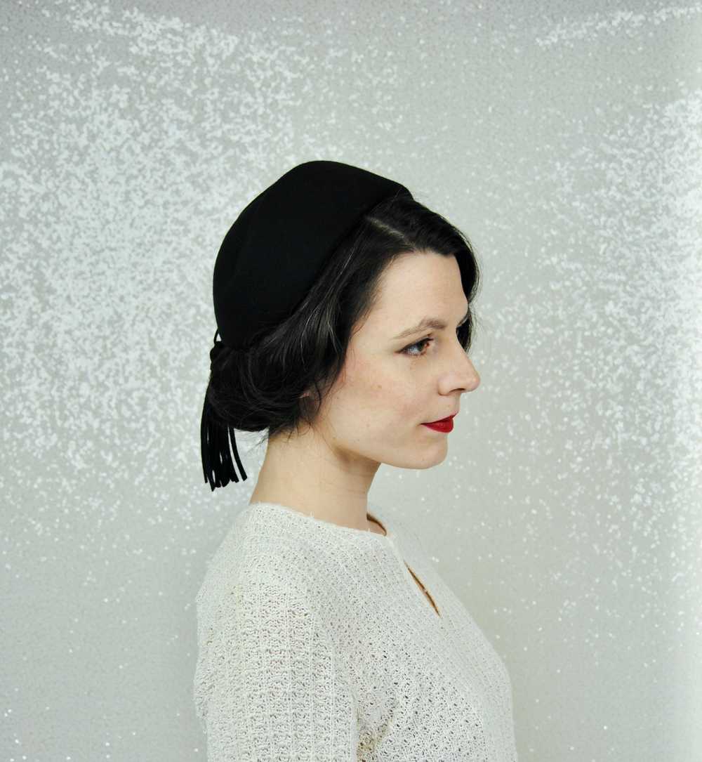 1980s Vintage Ernie Black Felted Wool Winter Hat - image 6