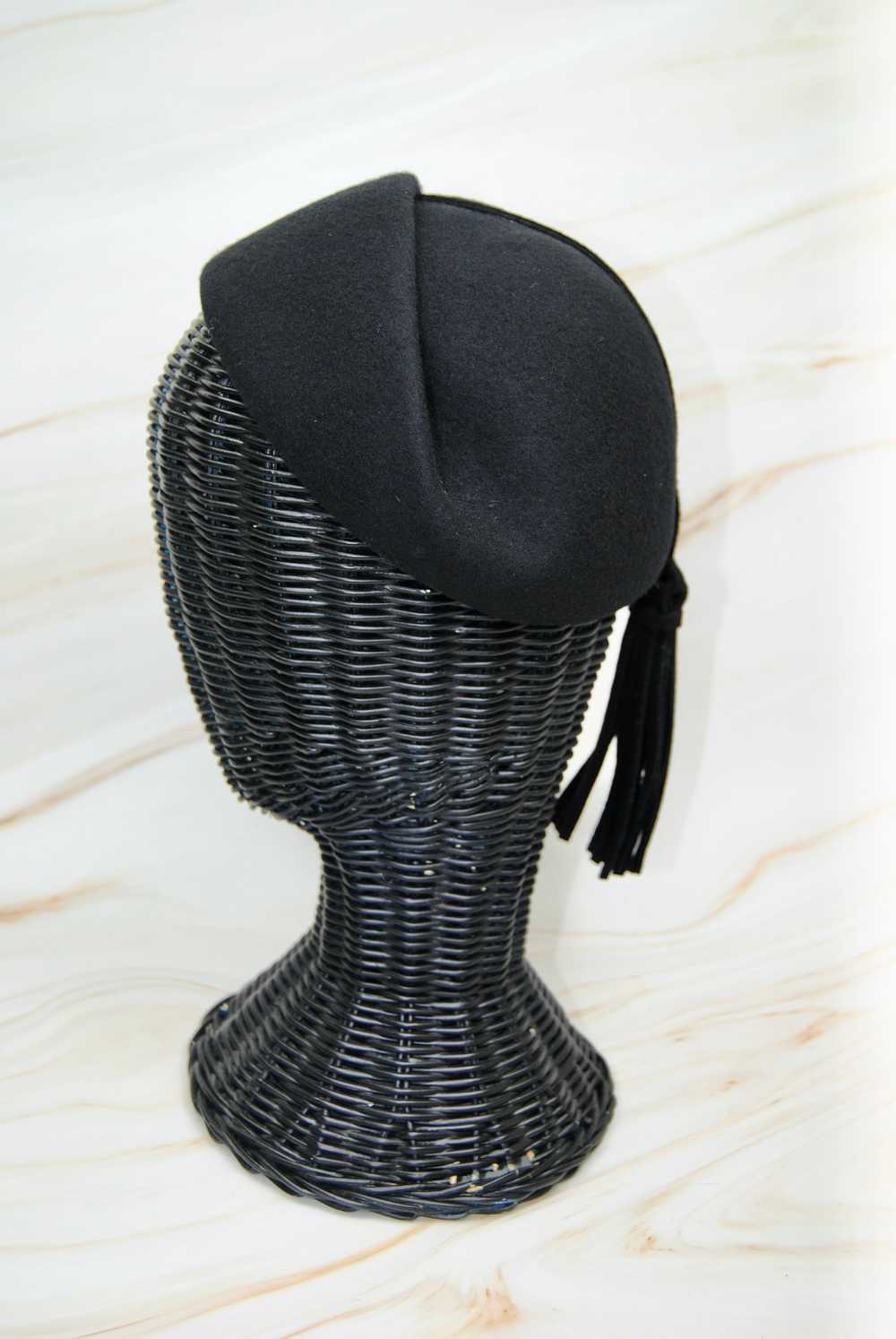 1980s Vintage Ernie Black Felted Wool Winter Hat - image 9