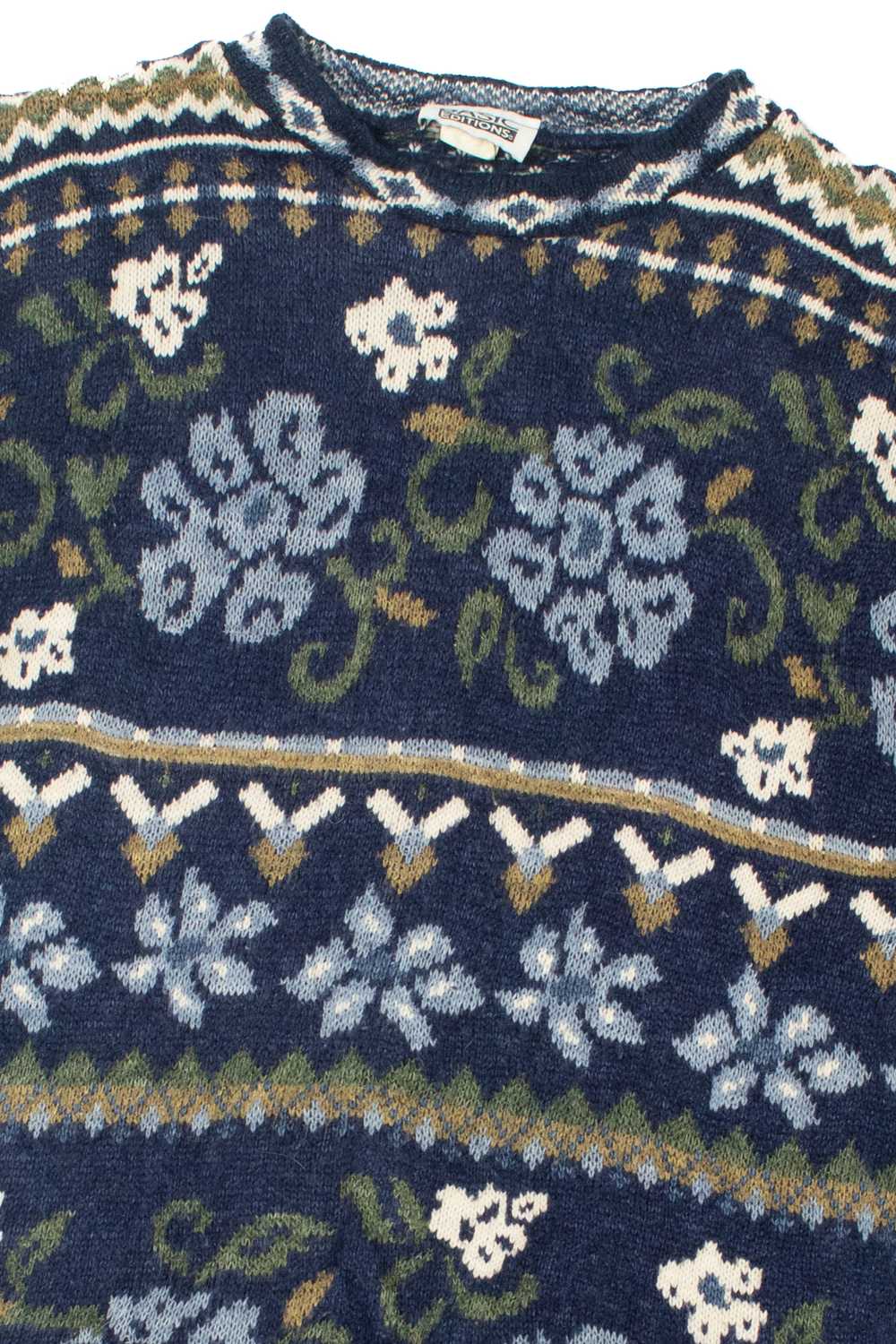 Vintage Blue Floral Basic Editions 80s Sweater Dr… - image 3