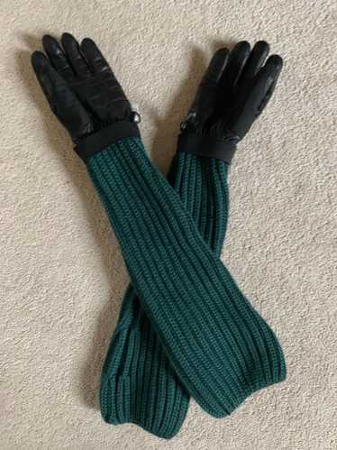 Moncler Elbow knit leather gloves