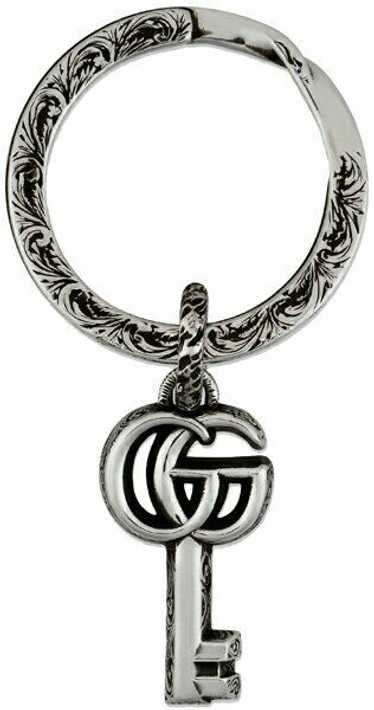 Gucci Italy Double G Keyring Logo Engraved Arabesq