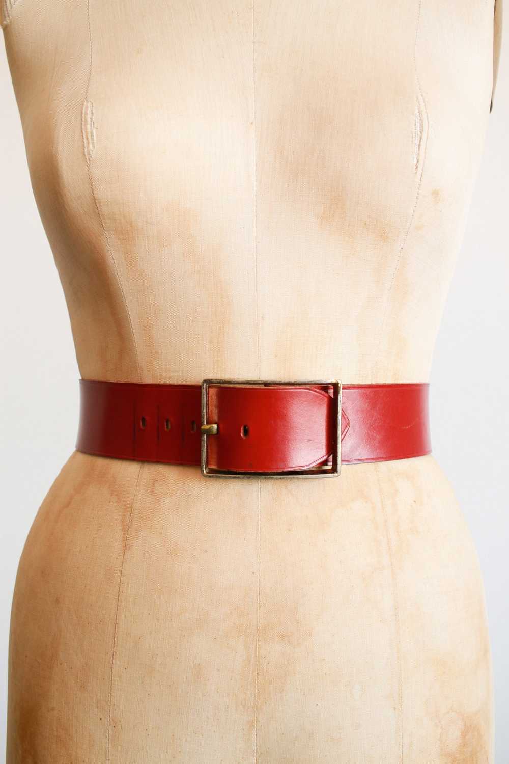 1970s Red Wide Leather Belt Gem 7015