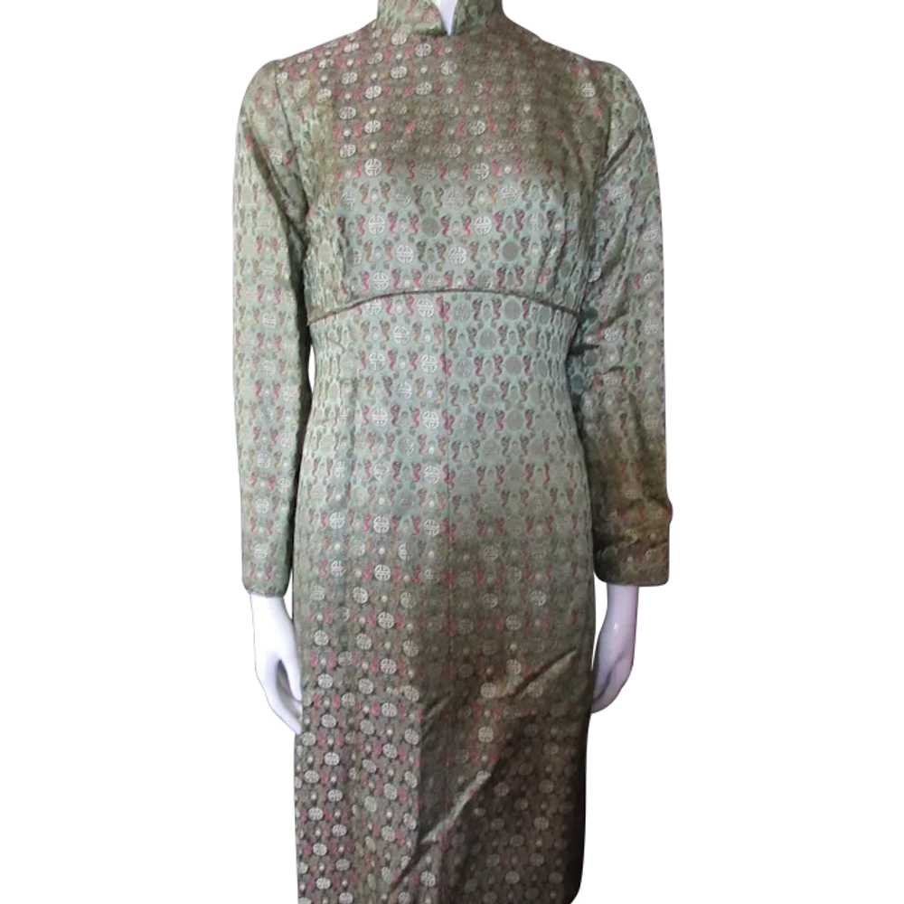 SALE  Lovely Brocade Long Dress Asian Influence J… - image 1