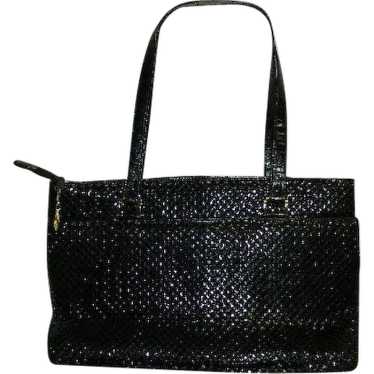 Chic Black Mesh Handbag Purse Metal Mesh - image 1