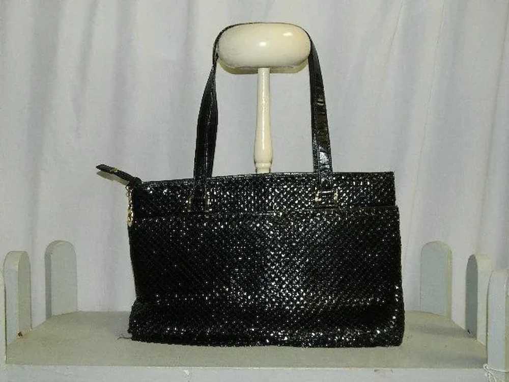 Chic Black Mesh Handbag Purse Metal Mesh - image 5