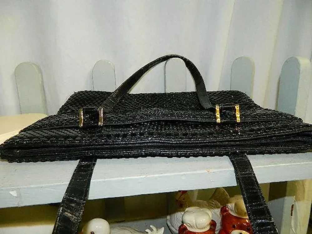 Chic Black Mesh Handbag Purse Metal Mesh - image 6