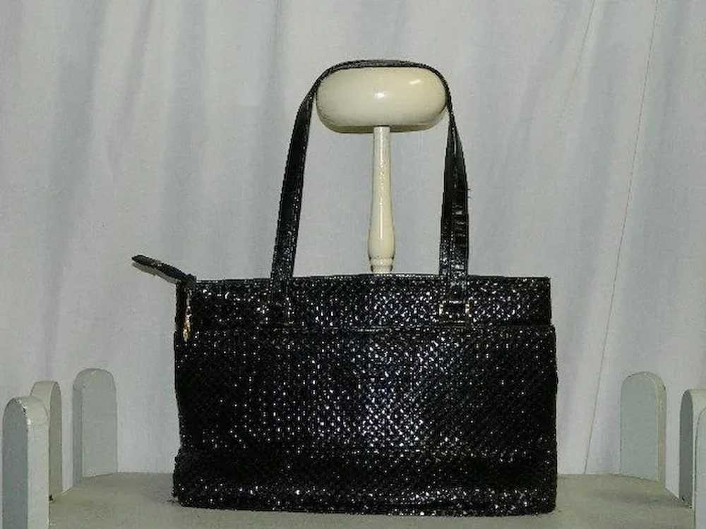 Chic Black Mesh Handbag Purse Metal Mesh - image 8