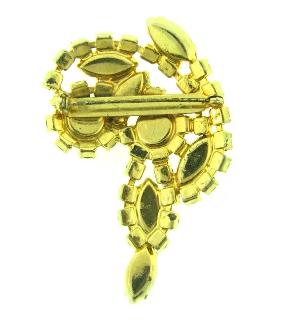 Vintage gold tone AB rhinestone Brooch - image 2