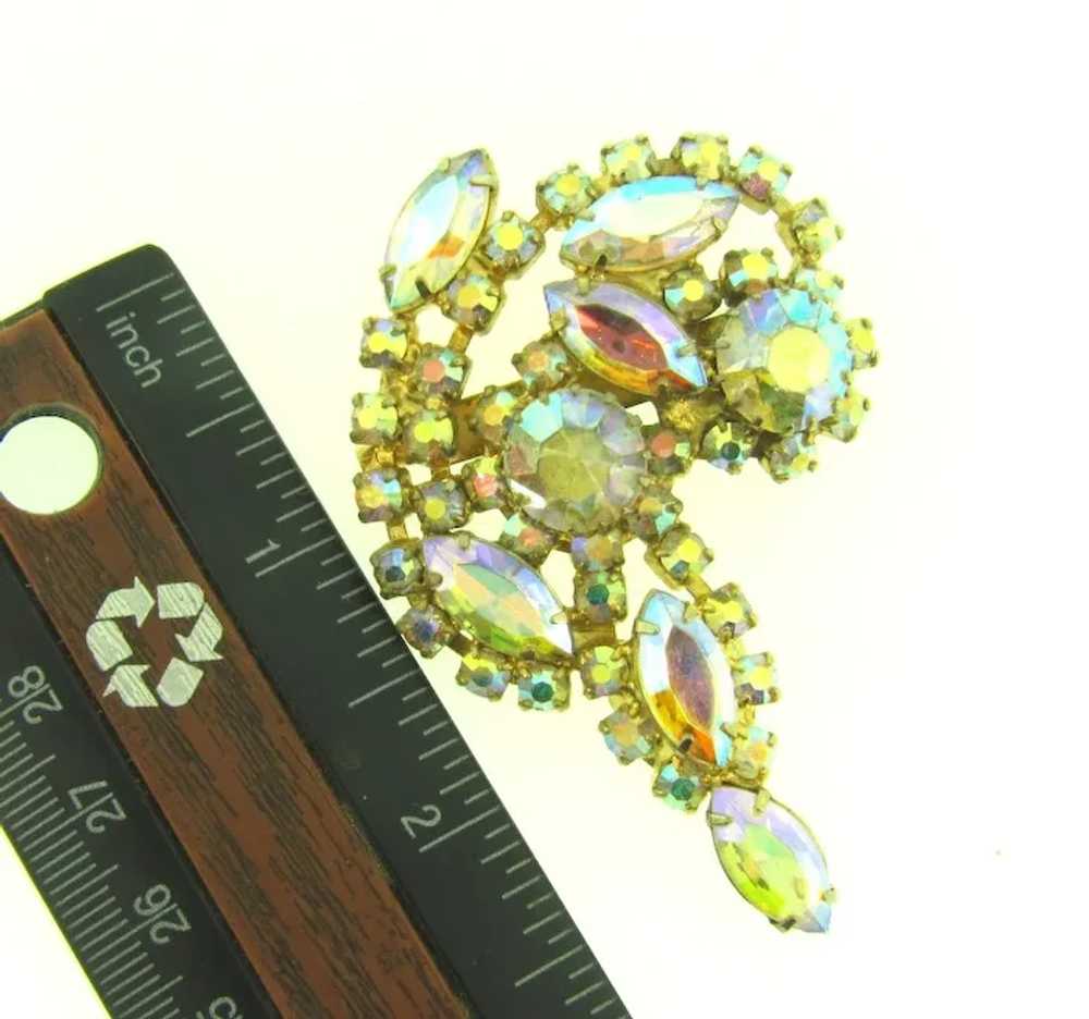 Vintage gold tone AB rhinestone Brooch - image 3