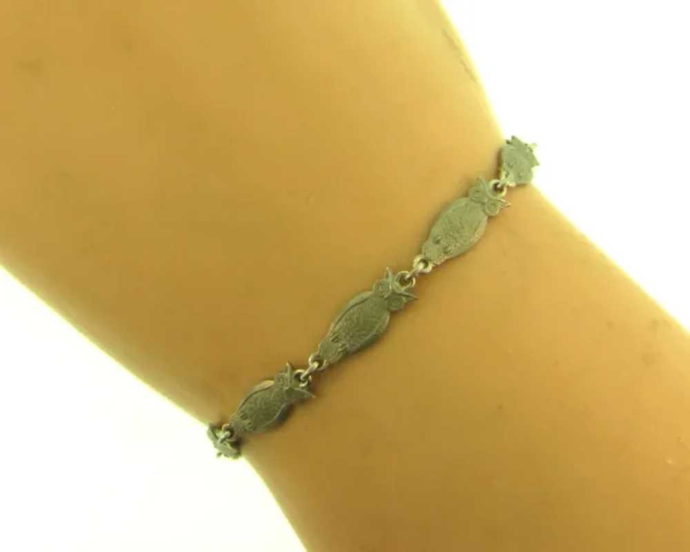 Vintage silver tone owl link Bracelet - image 3