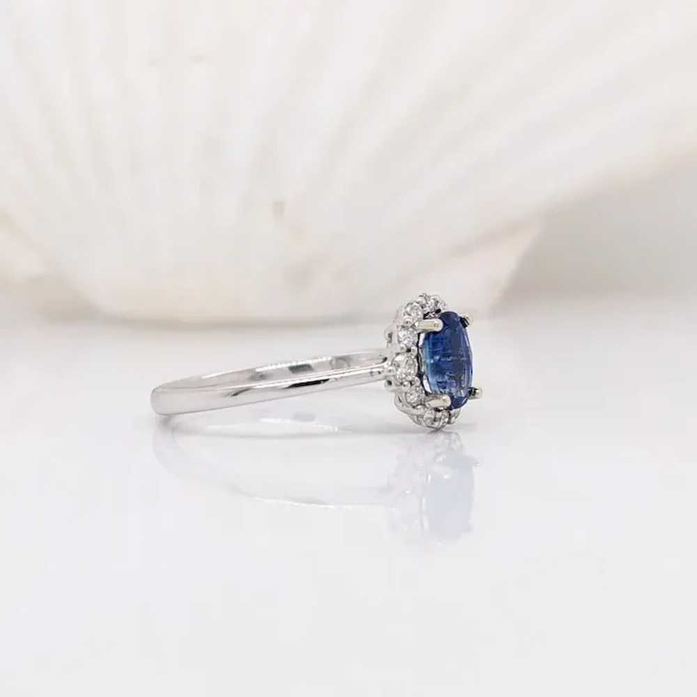 Oval Sapphire Ring w a Natural Diamond Halo in So… - image 2