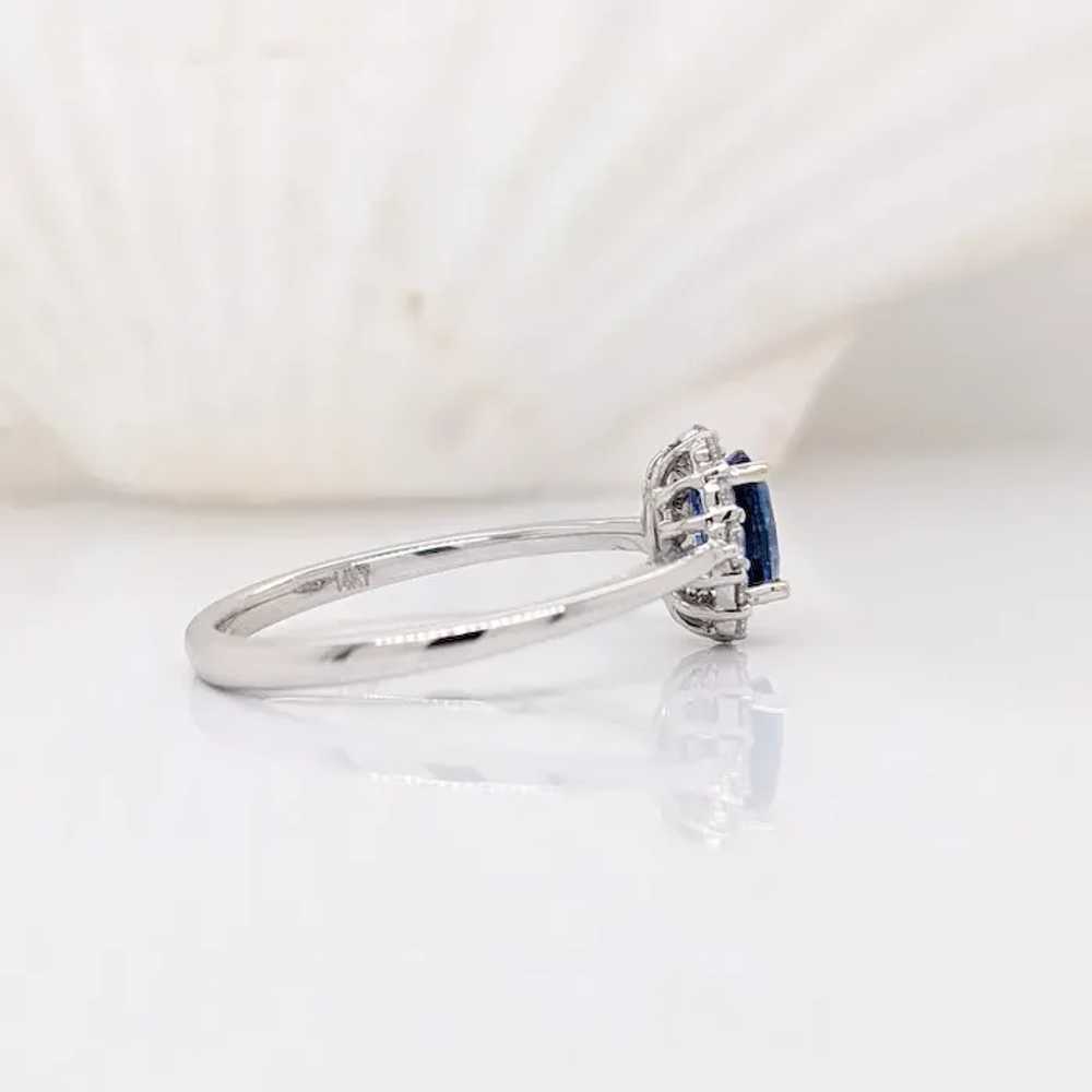 Oval Sapphire Ring w a Natural Diamond Halo in So… - image 3