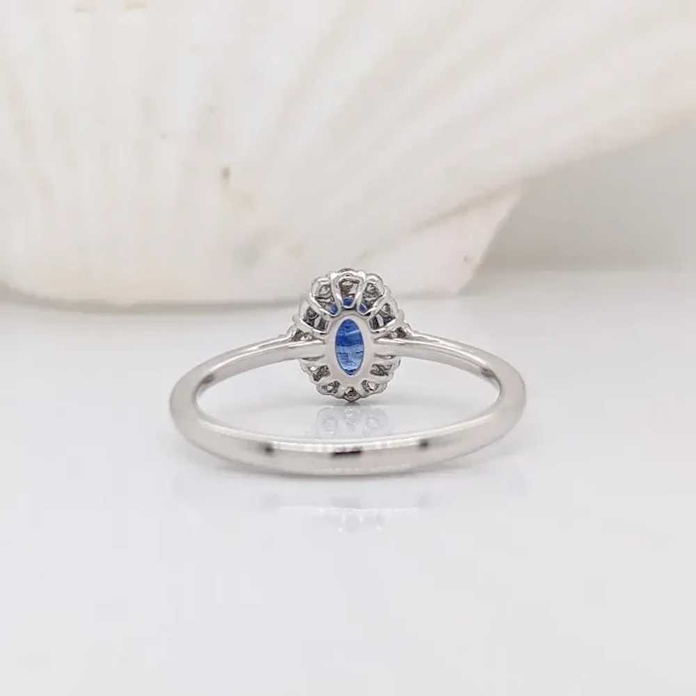 Oval Sapphire Ring w a Natural Diamond Halo in So… - image 4