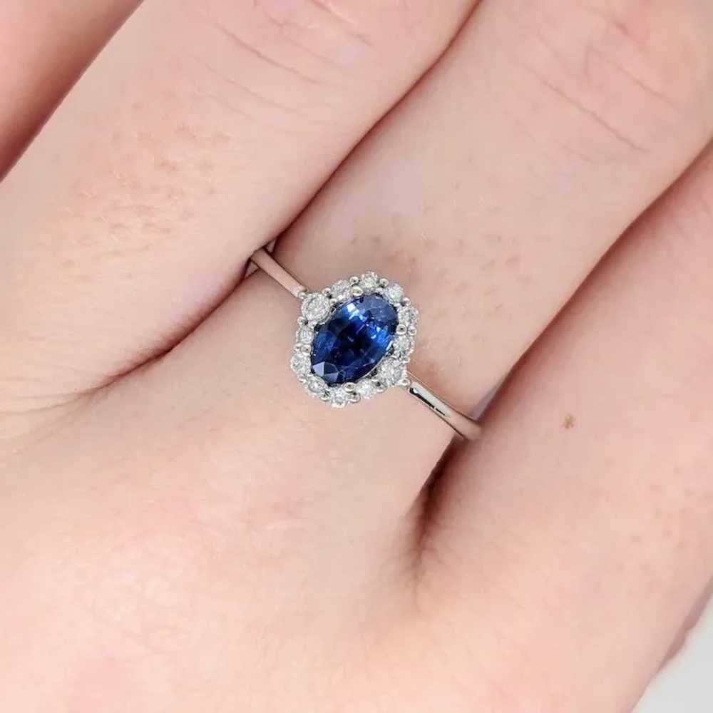 Oval Sapphire Ring w a Natural Diamond Halo in So… - image 5