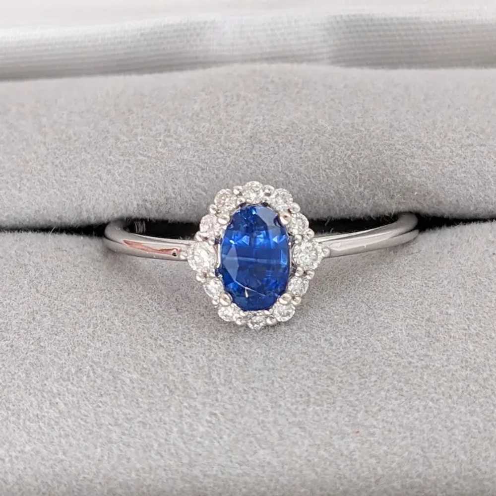 Oval Sapphire Ring w a Natural Diamond Halo in So… - image 7