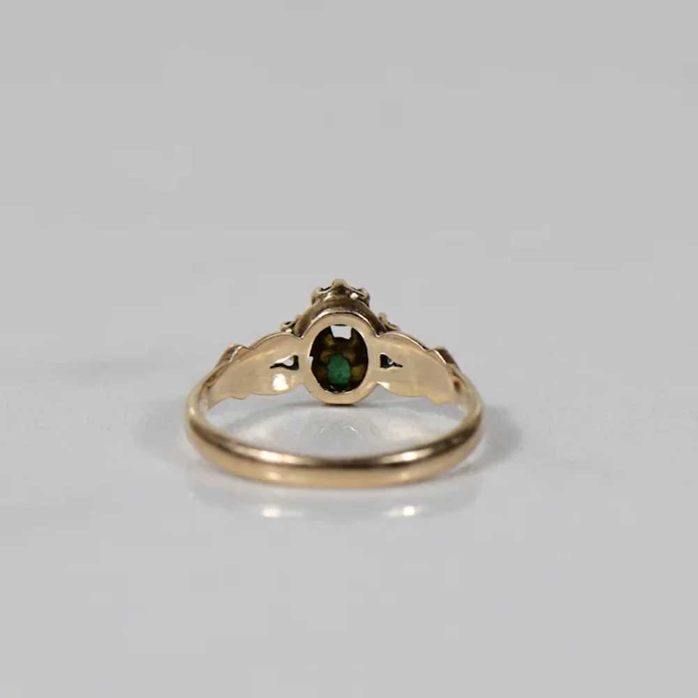 Two Stone Green Glass & Seed Pearl Victorian Ring - image 7