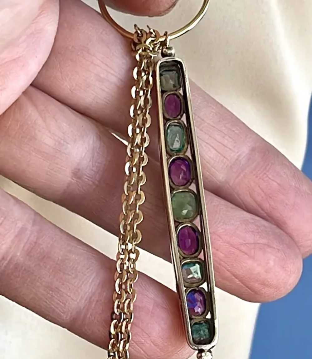 18k and 14k Emerald and Amethyst Pendants Necklace - image 3