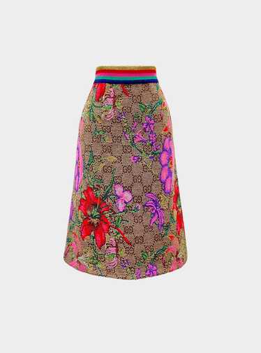 Gucci 2019 Floral Print Monogram Skirt