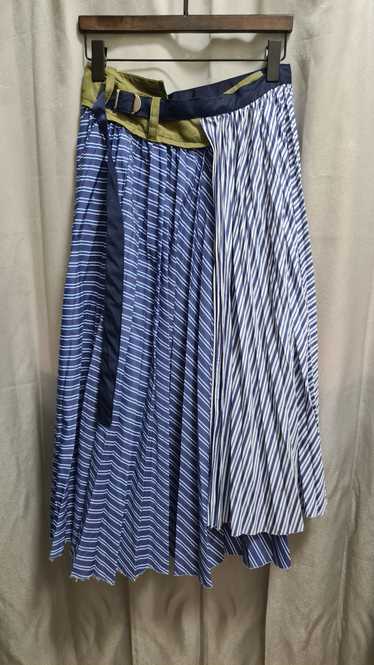 Sacai SACAI Striped Cotton Poplin Pleated Skirt