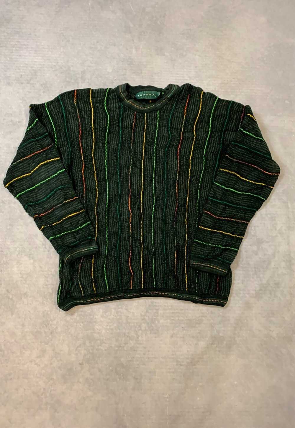 Vintage Knitted Jumper Abstract Patterned Grandad… - image 1