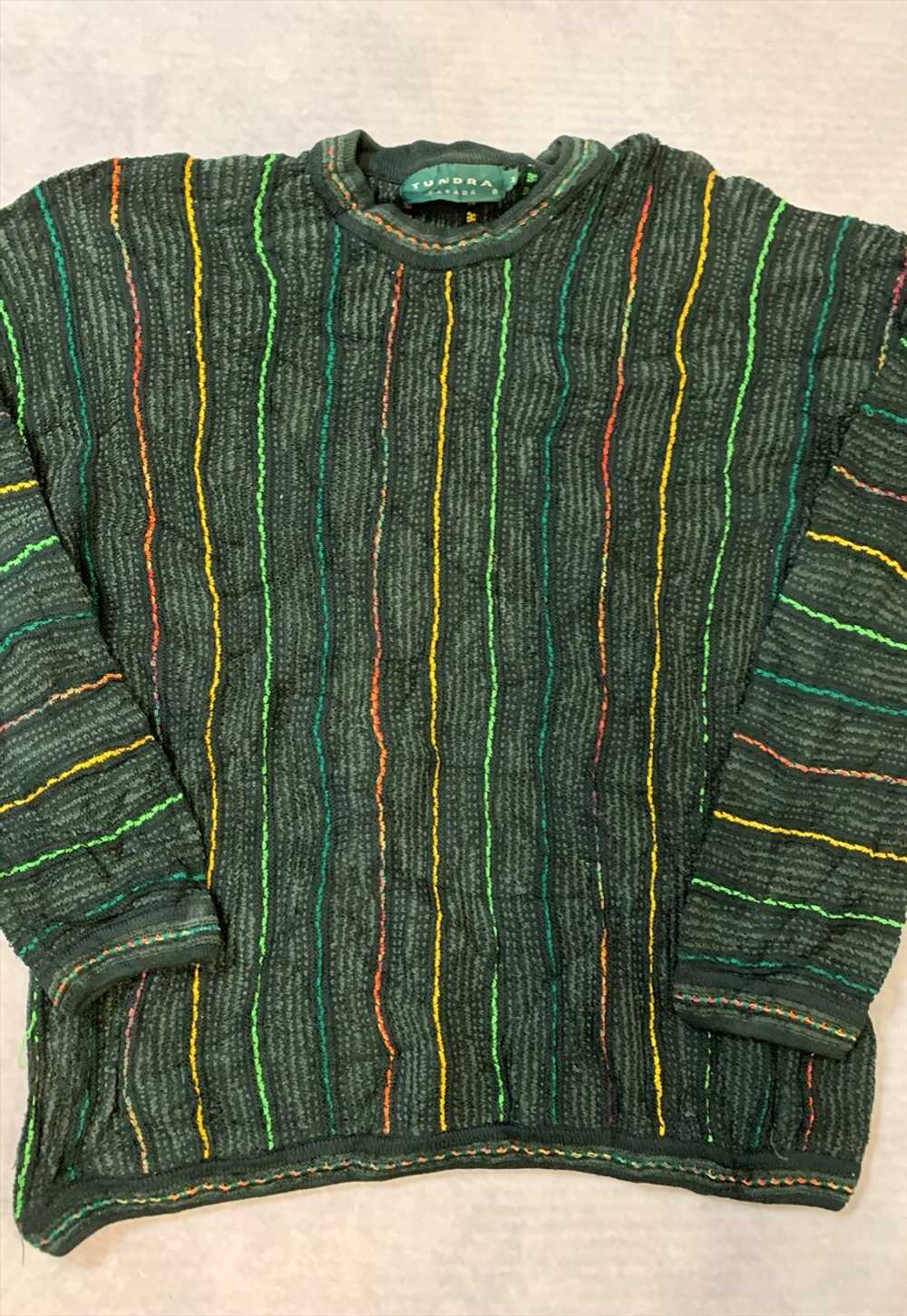 Vintage Knitted Jumper Abstract Patterned Grandad… - image 2