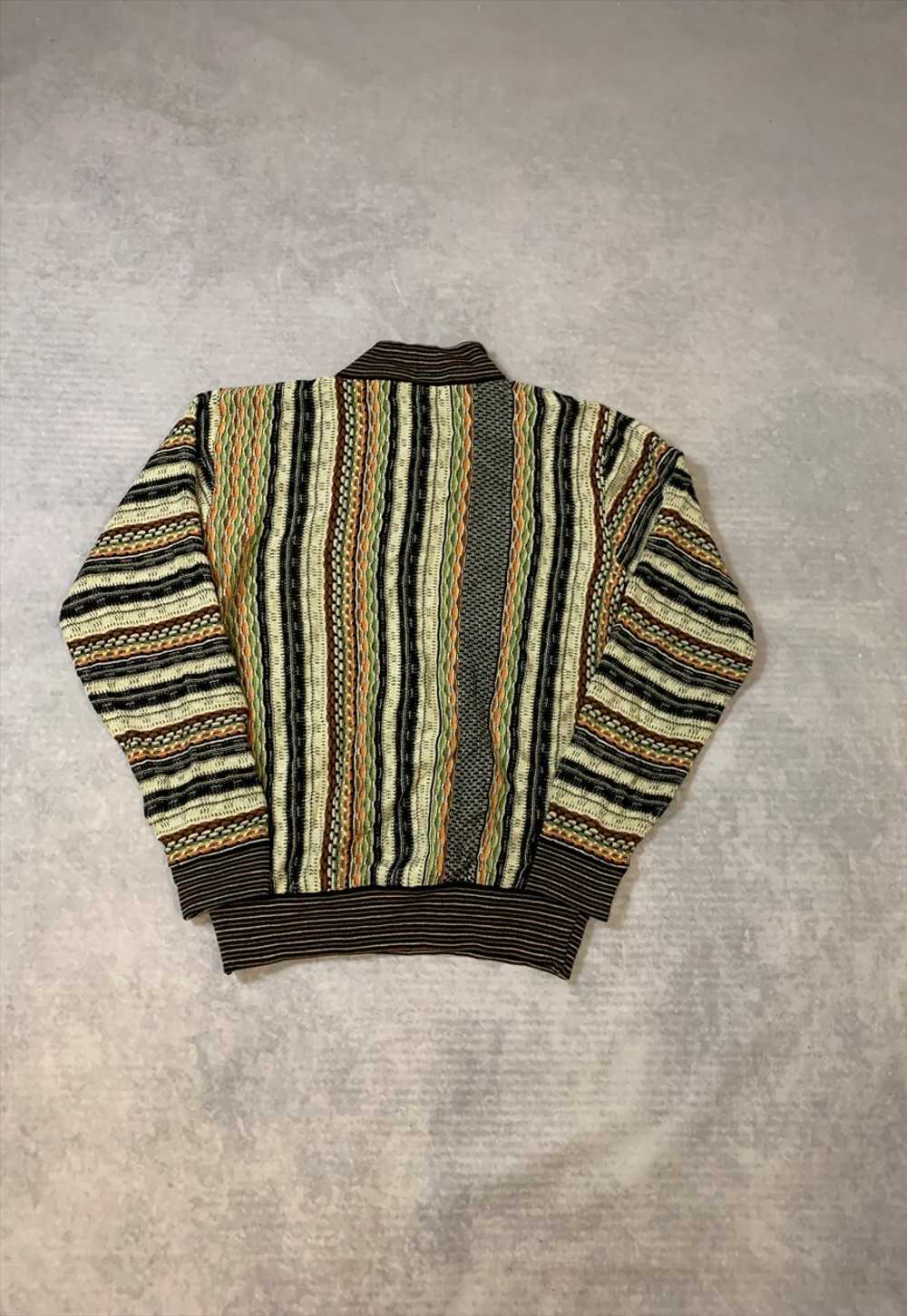 Vintage Knitted Jumper Abstract Patterned Grandad… - image 4