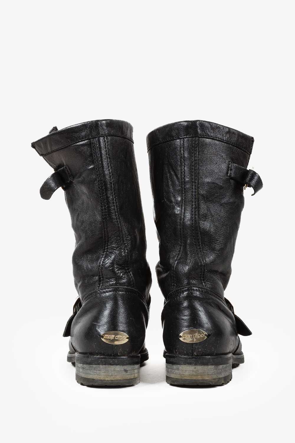 Jimmy Choo Jimmy Choo Black Biker Buckled Leather… - image 3