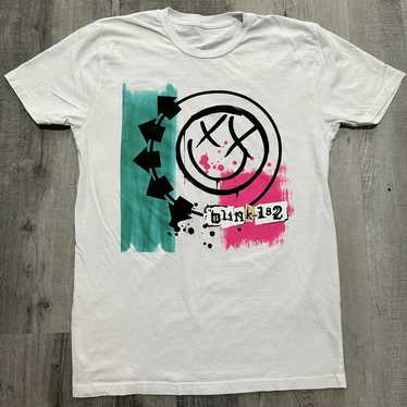 Band Tees Blink 182 White Smiley Face Logo Y2K Co… - image 1