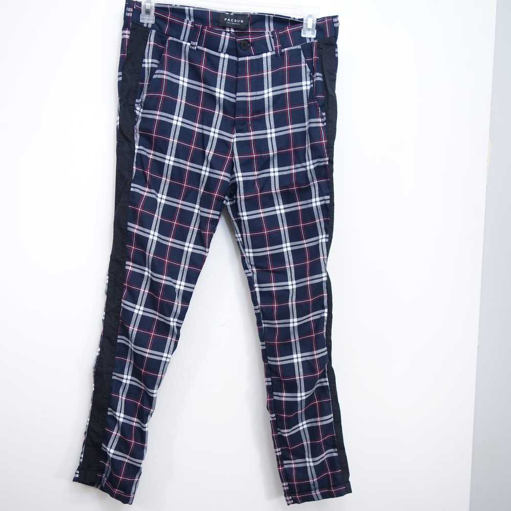 Pacsun Pacsun 33 x 30 Skinny Plaid Cropped Blue C… - image 4