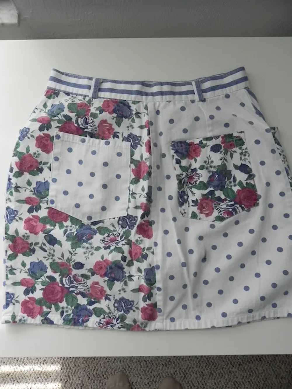 Vintage Floral & Polka Dot Chambray Mini Skirt \ … - image 10