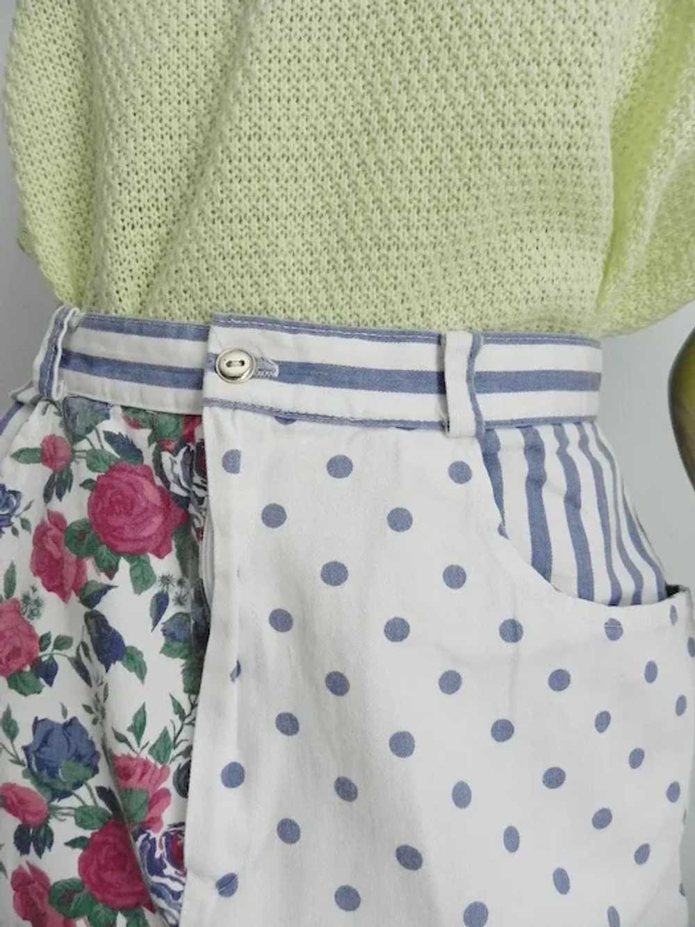 Vintage Floral & Polka Dot Chambray Mini Skirt \ … - image 5