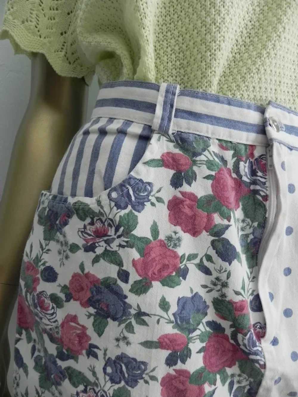 Vintage Floral & Polka Dot Chambray Mini Skirt \ … - image 6