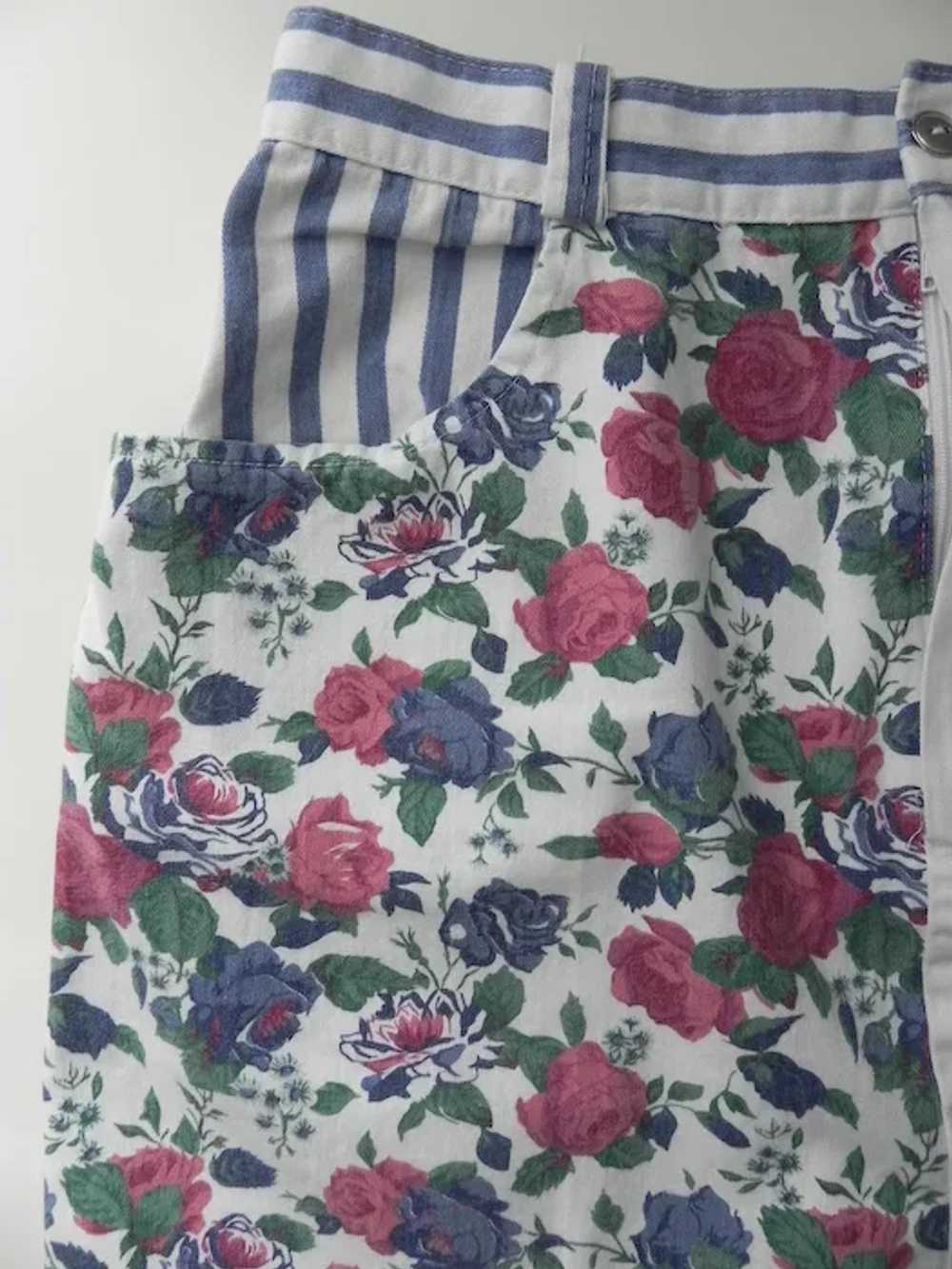 Vintage Floral & Polka Dot Chambray Mini Skirt \ … - image 8