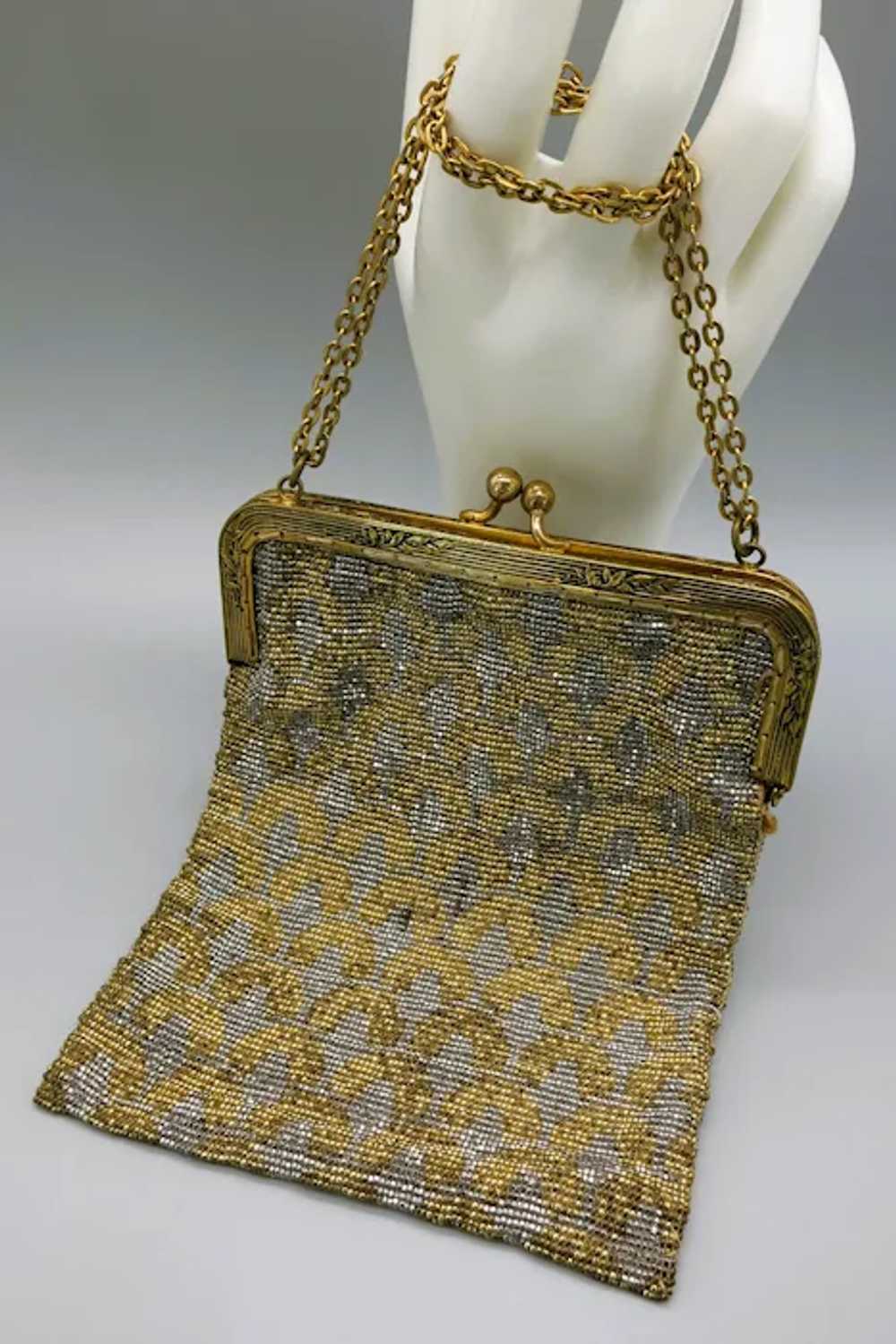 ANTIQUE French Micro Steel Bead Purse - image 9