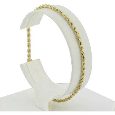 10k Yellow Gold Hollow Rope Chain Bracelet 8" inch - image 1