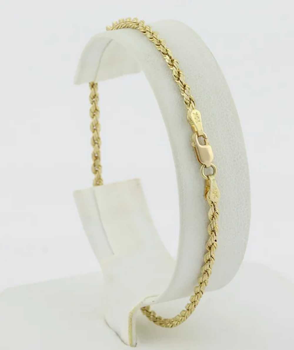 10k Yellow Gold Hollow Rope Chain Bracelet 8" inch - image 6