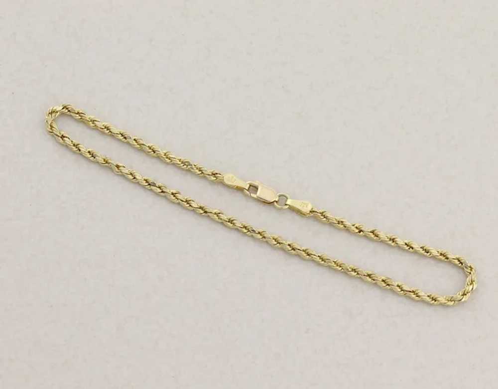 10k Yellow Gold Hollow Rope Chain Bracelet 8" inch - image 8