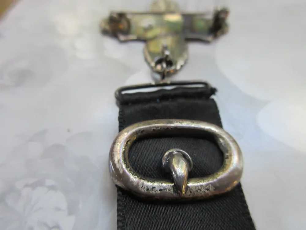 Antique Circa 1920 Sterling Watch Pin Ribbon Fob - image 3