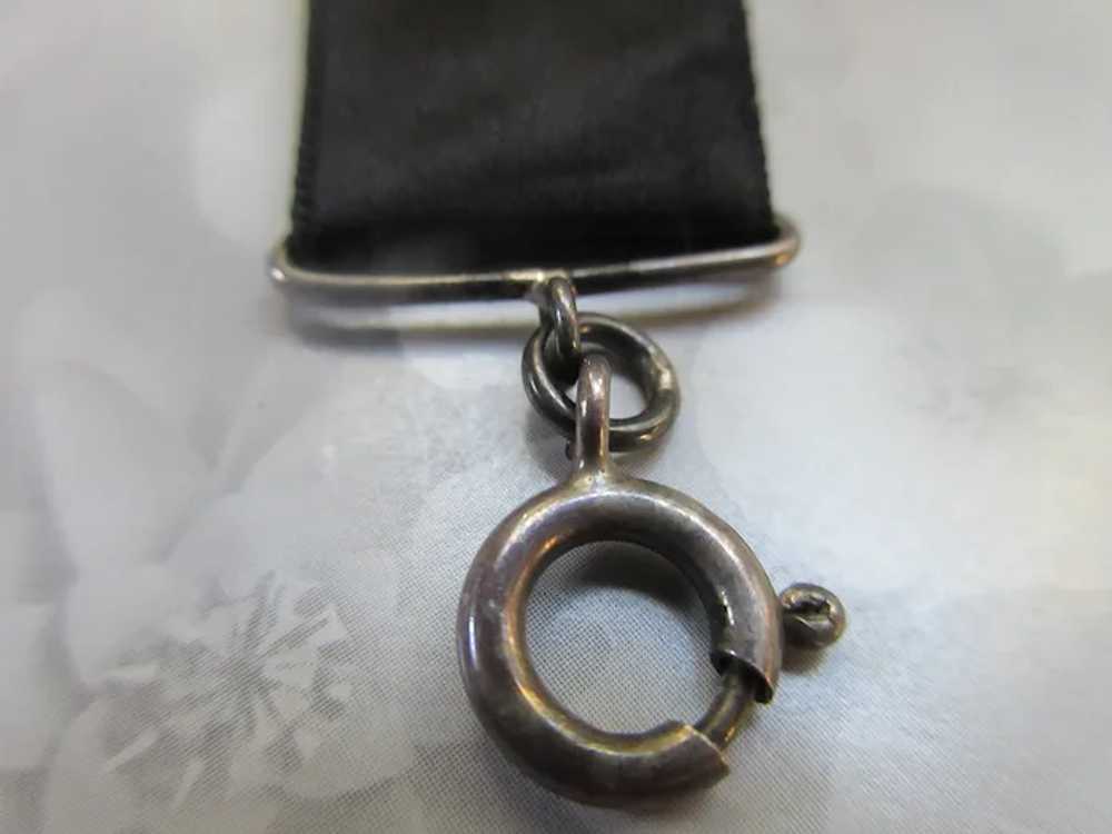 Antique Circa 1920 Sterling Watch Pin Ribbon Fob - image 4