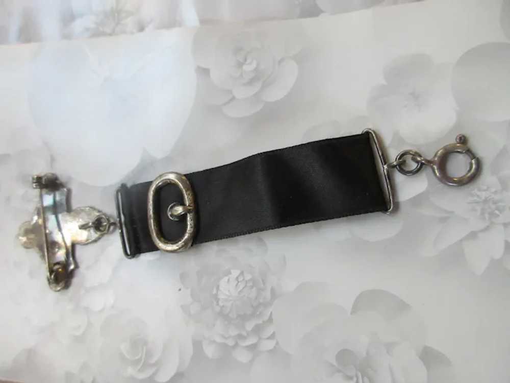 Antique Circa 1920 Sterling Watch Pin Ribbon Fob - image 5