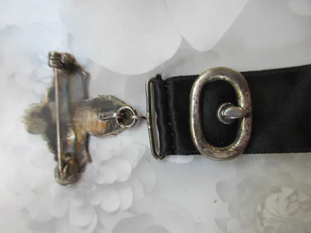 Antique Circa 1920 Sterling Watch Pin Ribbon Fob - image 6