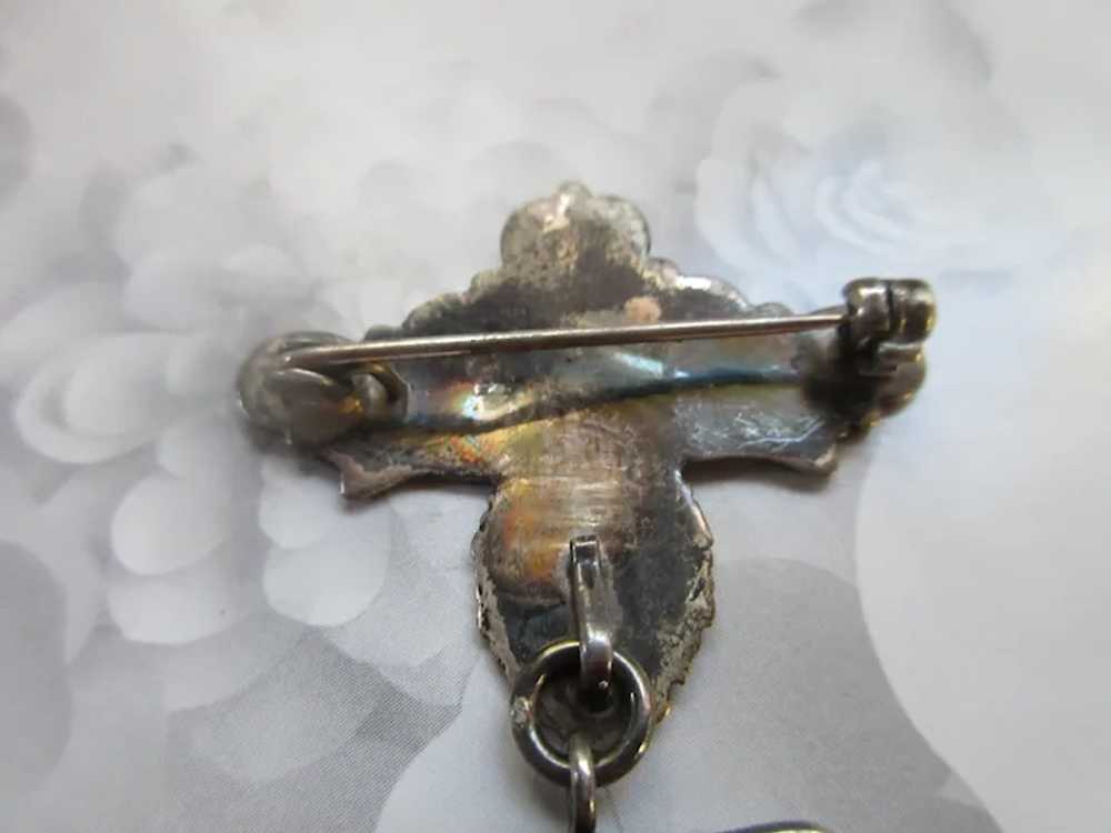 Antique Circa 1920 Sterling Watch Pin Ribbon Fob - image 8