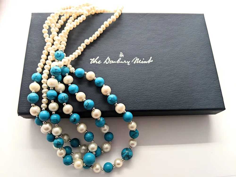 Danbury Mint Freshwater Pearl And Turquoise Color… - image 4