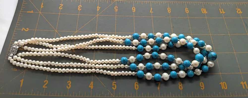 Danbury Mint Freshwater Pearl And Turquoise Color… - image 7