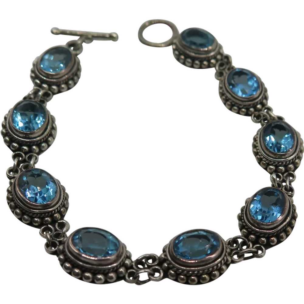 Bali Suarti BA 925 Sterling Silver Faceted Blue T… - image 1