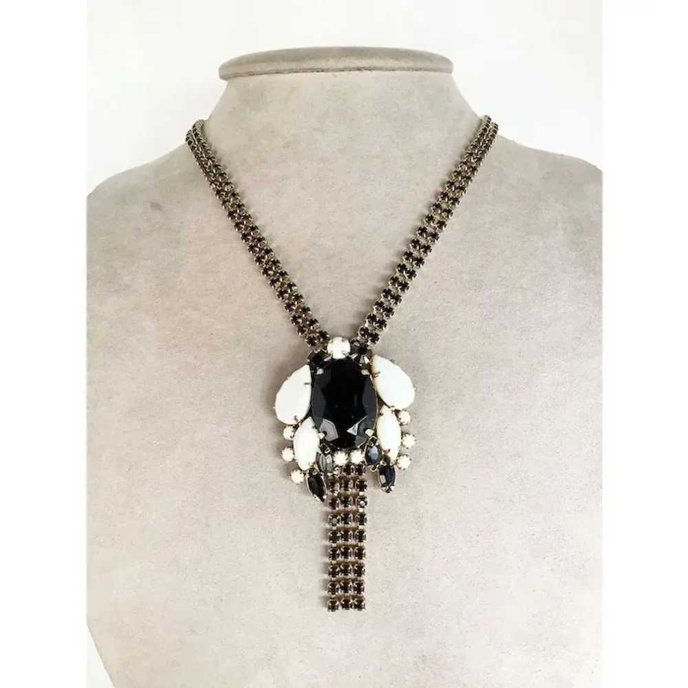 Vintage Rhinestones Necklace Black and White All … - image 2