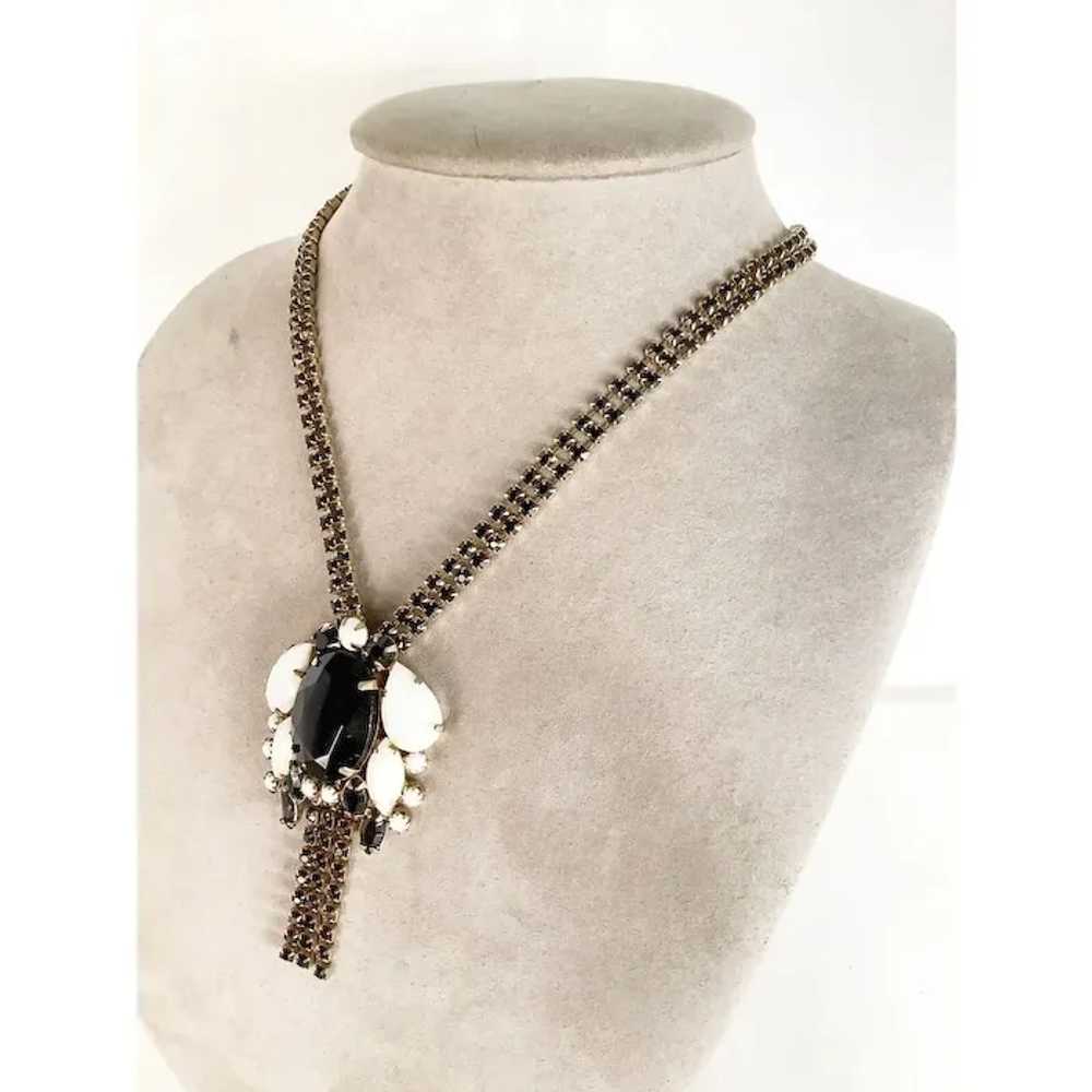 Vintage Rhinestones Necklace Black and White All … - image 3