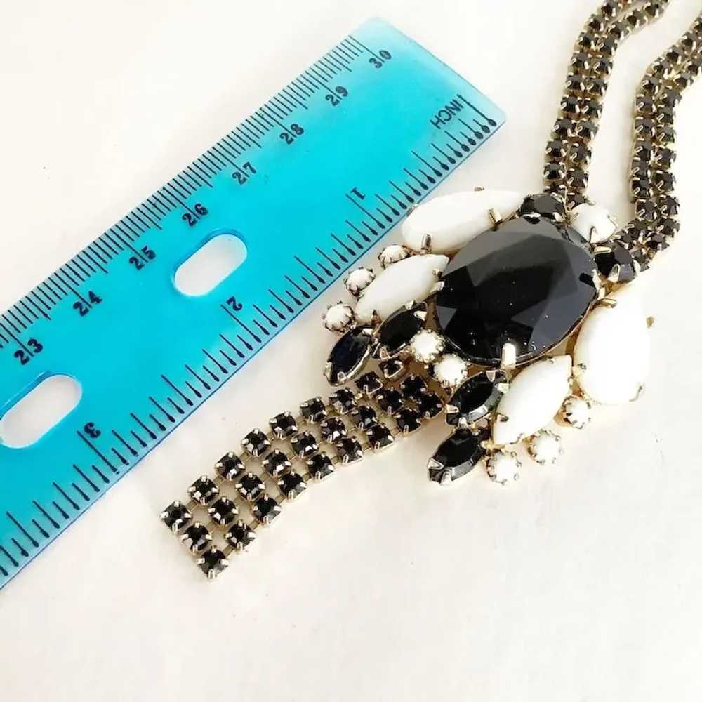 Vintage Rhinestones Necklace Black and White All … - image 6