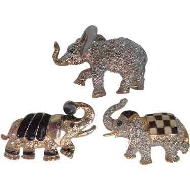 Collection of Three Lucky Trunk Up Elephant Pin B… - image 1