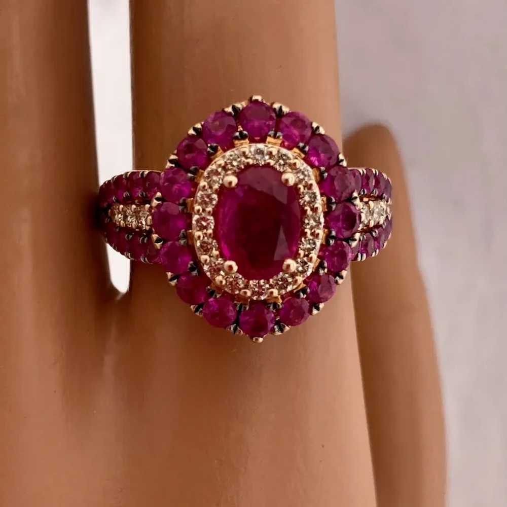 LeVian 14K Rose Gold Rubies Diamonds Ring Sz 7 - image 11